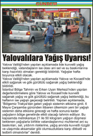 Yalovalılara-Yağış-Uyarısı!