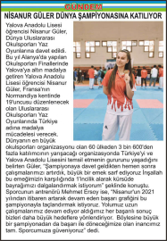 NİSANUR GÜLER DÜNYA ŞAMPİYONASINA KATILIYOR 