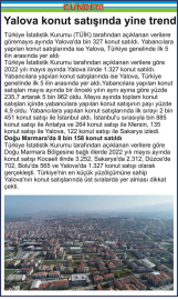 Yalova konut satışında yine trend