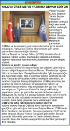 YALOVA ÜRETİME VE YATIRIMA DEVAM EDİYOR