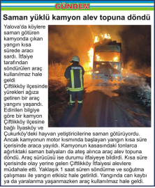 Saman yüklü kamyon alev topuna döndü