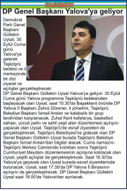 DP Genel Başkanı Yalova’ya geliyor