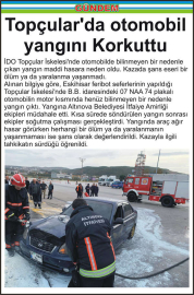 Topçular’da otomobil yangını