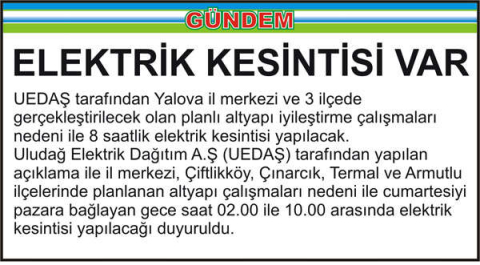 ELEKTRİK KESİNTİSİ VAR