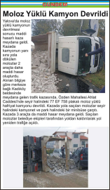 Moloz Yüklü Kamyon Devrildi