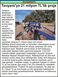 Tavşanlı’ya 21 milyon TL’lik proje