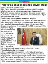 Yalova’da okul öncesinde büyük atılım