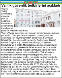 Valilik güvenlik tedbirlerini açıkladı