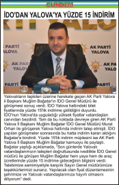 İDO’DAN YALOVA’YA YÜZDE 15 İNDİRİM
