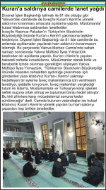 Kuran’a saldırıya camilerde lanet yağdı