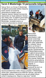 Tarım İl Müdürlüğü 10 personelle bölgede