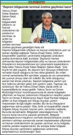 “Deprem bölgesinde tarımsal üretime geçilmesi lazım”