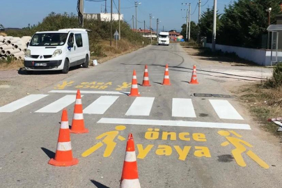 Yalova'da köylerde  öğrenciler için yaya geçidi çalışmaları