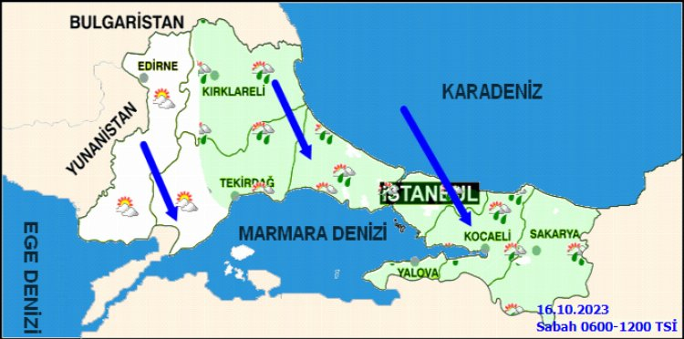 16 Ekim 2023 yağış haritası