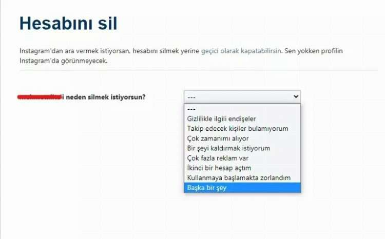 instagram hesabı nasıl silinir