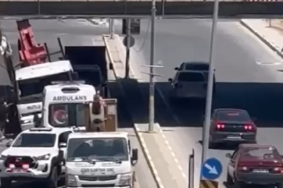 Yalova’da vinç alt geçitte sıkıştı