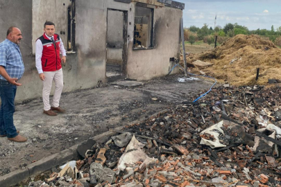 Mustafa İlmeç’ten ahırı yanan çiftçiye geçmiş olsun ziyareti