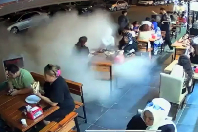 Kamyonun tekerleği bomba gibi patladı