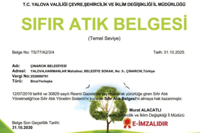 Çınarcık Sıfır Atık Belgesini yeniledi