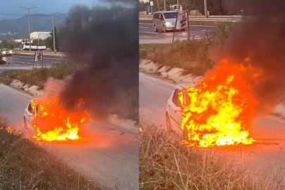 Yalova yolunda seyir halindeki otomobil alev topuna döndü