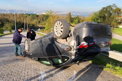 Subaşı’nda otomobil takla attı! 1 hafif yaralı