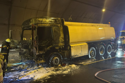 Orhangazi Tüneli'nde faciaya ramak kaldı! Yakıt tankeri alev aldı