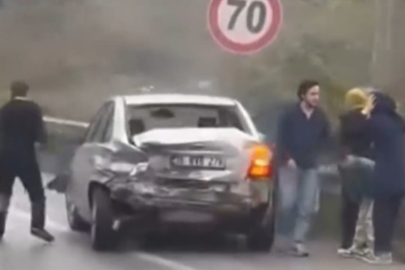 Yalova’da kontrolden çıkan otomobil bariyerlere çarptı