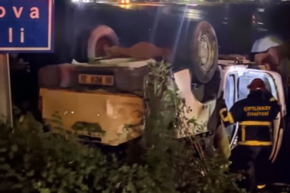 Taşköprü’de otomobil takla attı