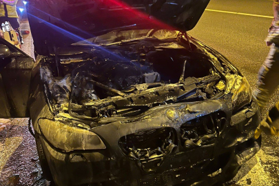 Orhangazi tünelinde otomobil yandı