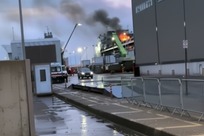 Tersanede bakıma alınan gemide yangın çıktı