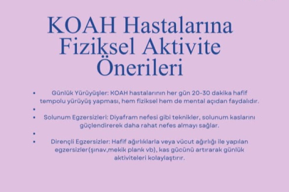 Yalova İl Sağlık Müdürlüğü’nden KOAH hastalarına sağlık için aktivite mesajı