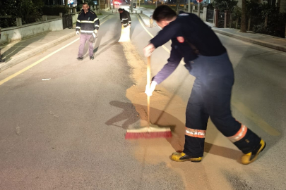 Yalova'da yola motor yağı saçıldı