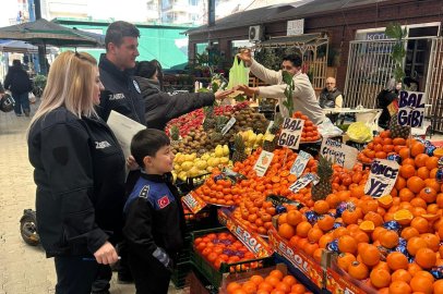 Minik polis Çınar, pazar denetlemesine katıldı