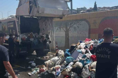 Yalova’da alevlere teslim olan çöp aracını itfaiyenin kapısına götürdü