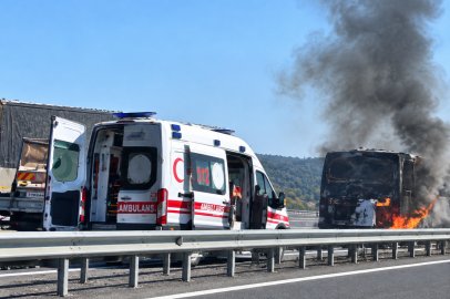 Osmangazi Köprüsünde korkutan araç yangını