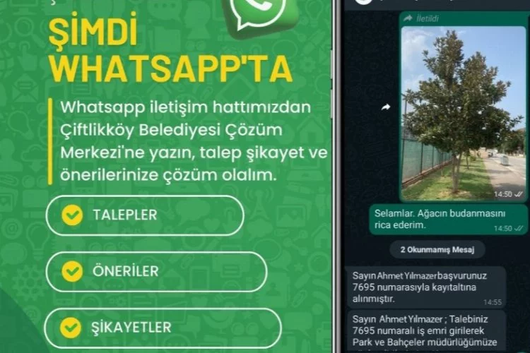 Çiftlikköy Belediyesi Whatsapp ihbar hattını duyurdu